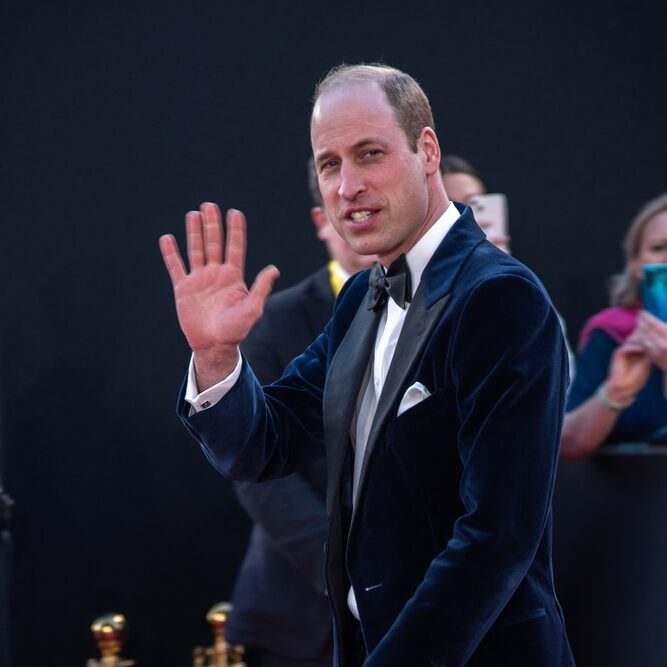 Londýn, Anglicko, Veľká Británia – 18. februára 2024: Princ William, princ z Walesu, prezident BAFTA sa zúčastňuje odovzdávania filmových cien BAFTA Britskej akadémie v Royal Festival Hall, Southbank Centre.